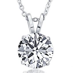 2Ct Solitaire Round Diamond Necklace in 14k White Gold Lab Grown Pendant