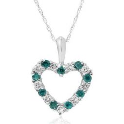 1/2ct Emerald & Diamond Heart Pendant Solid 14K White, Yellow, or Rose Gold 1/2