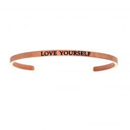 Intuitions Stainless Steel LOVE YOURSELF Diamond Accent Cuff Bangle Bracelet, 7
