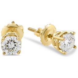 1/2Ct Certified Diamond Screw Back Studs in 14k White or Yellow Gold Lab Grown