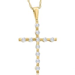 1/5Ct Diamond Cross Pendant 10k Yellow Gold 18 10k Gold Necklace