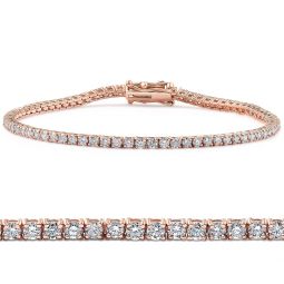 2 Ct TW Lab Grown Round-Cut Diamond Tennis Bracelet 7 14k Rose Gold (G/SI)