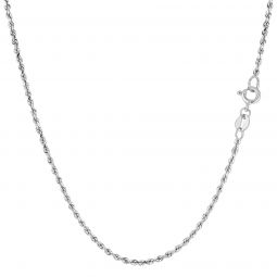 14k White Solid Gold Diamond Cut Rope Chain Necklace, 1.25mm