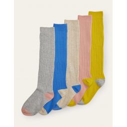 Ribbed Knee High Socks 5 Pack - Multi