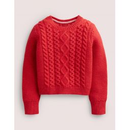 Cropped Cable Jumper - Rockabilly Red