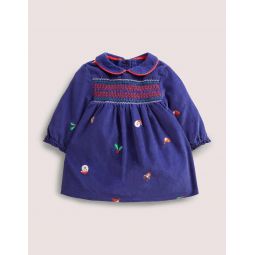 Woven Embroidered Dress - Starboard Blue Festive