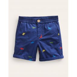 Smart Roll-up Shorts - Dinosaur Embroidery Navy