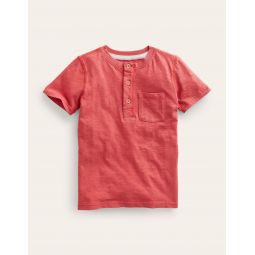 Washed Henley T-shirt - Peppadew Red