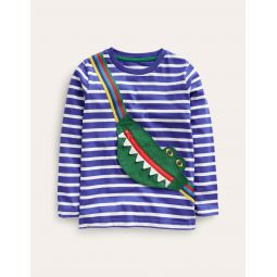 Novelty Bag T-shirt - Bluing/ Ivory Stripe