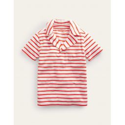 Towelling Polo - Red/White