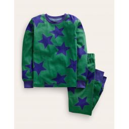 Snug Single Long John Pajamas - Deep Green/Navy Star