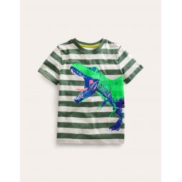 Photographic T-shirt - Cobble Grey/Ivory Dinosaur