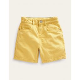 Relaxed Denim Shorts - Yellow