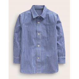 Cotton Shirt - Mazarine Blue/Ivory