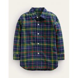 Brushed Flannel Shirt - Green / Navy / Yellow Check