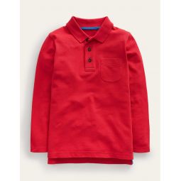 Long Sleeve Pique Polo - Rockabilly Red