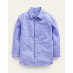 Foil Printed Oxford Shirt - Blue Star