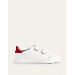 Leather Double Strap Low Top - White