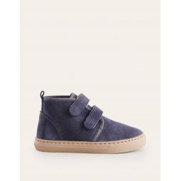 Suede Strap Boots - Navy