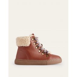 Cosy Leather Lace Up Boots - Tan