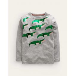 Foil printed T-shirt - Grey Marl Crocodile