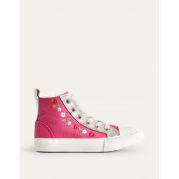 Embroidered High Tops - Rose Pink