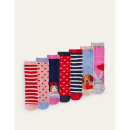 Socks 7 Pack - Multi Heart Animals