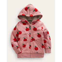 Shaggy-lined Hoodie - French Pink Apples