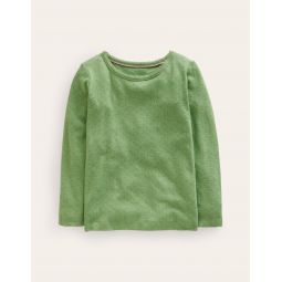 Long Sleeve Pointelle Top - English Ivy Green
