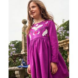 Applique Jersey Dress - Chrysanthemum Purple