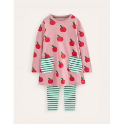 Tunic and Leggings Set - Almond Pink Apples