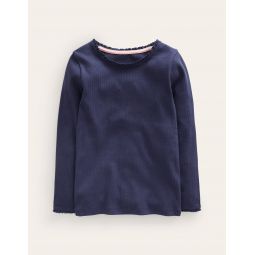 Ribbed Long Sleeve T-Shirt - French Navy