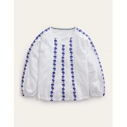 Jersey Embroidered top - White