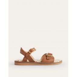 Leather Buckle Sandals - Tan