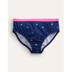 Patterned Bikini Bottoms - Navy Rainbow Foil Confetti