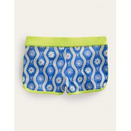 Patterned Swim Shorts - Penzance Blue Daisy Wave