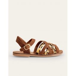 Strappy Sandals - Brown/Animal Combo