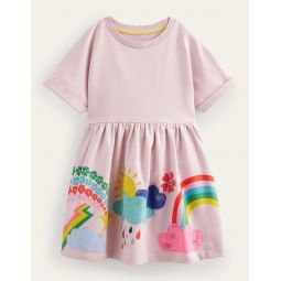 Applique Jersey Sweat Dress - French Pink Weather