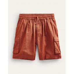Linen Cotton Cargo Shorts - Roasted Chestnut