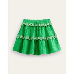 Double Cloth Scallop Skirt - Bright Green