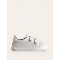 Leather Double Strap Low Top - Silver