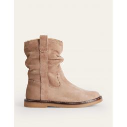 Slouch Suede Boots - Taupe