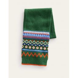 Fair Isle Knitted Scarf - Monster Green