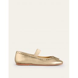 Leather Ballet Flats - Gold Metallic