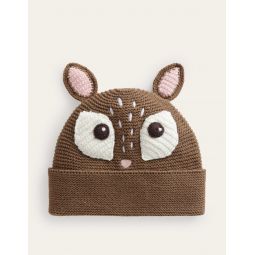 Novelty Knitted Beanie - Brown Deer
