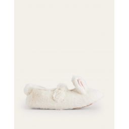 Fluffy Bunny Slippers - Ivory