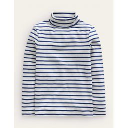 Roll Neck Supersoft T-shirt - Navy/Ivory