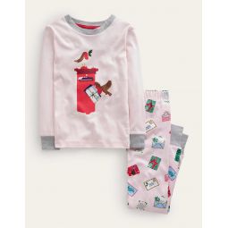 Snug Long John Pyjamas - Pink Letters for Christmas