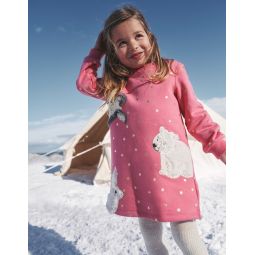 Cosy Applique Sweatshirt Dress - Blush Pink Arctic Animals