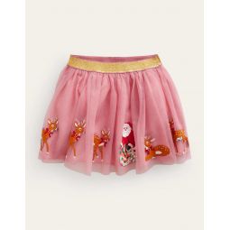 Applique Tulle Skirt - Almond Pink Sleigh
